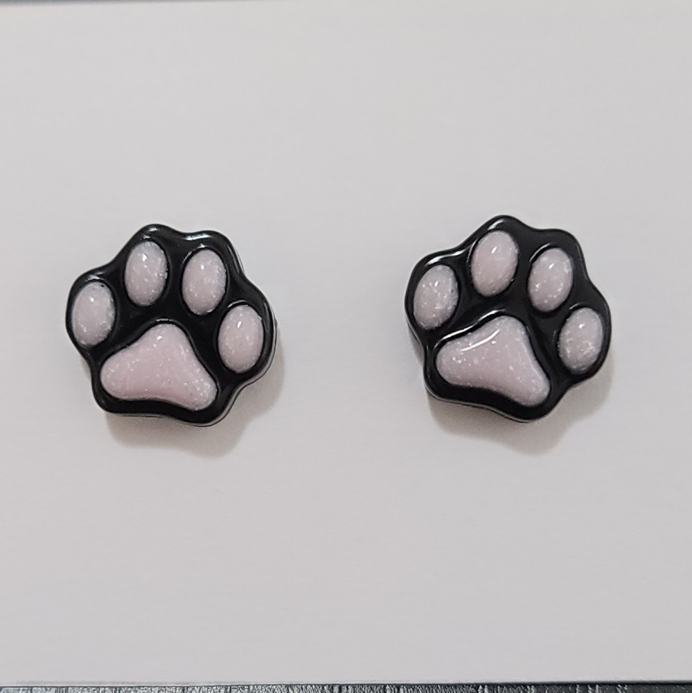 Resin Paw Print Stud Earrings